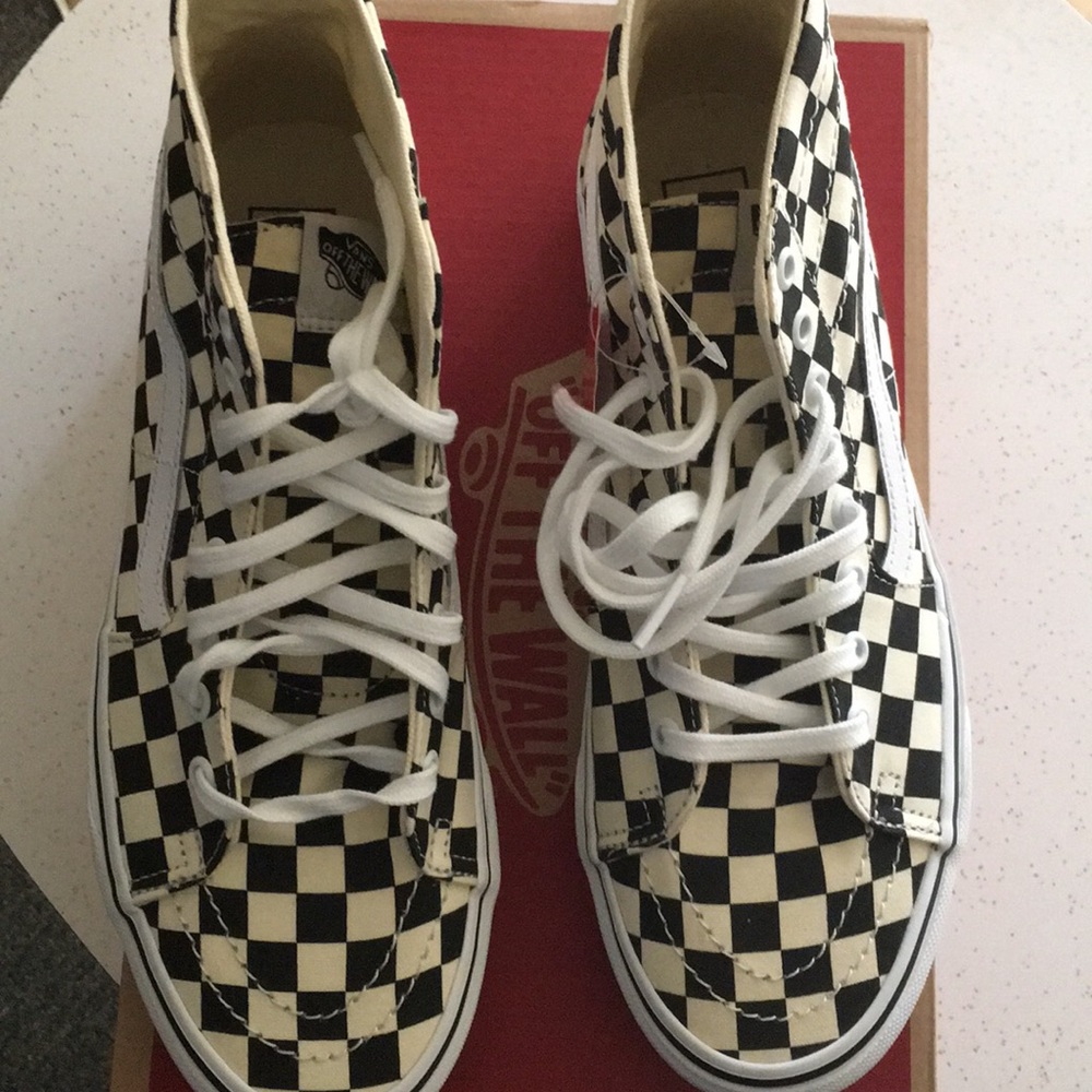 Brand new checkered mid top vans